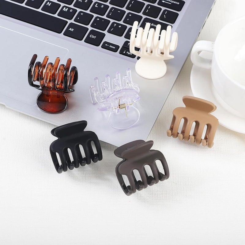 USDNICE 6 Pcs Hair Clips Small Claw Clips for Thin Hair Medium Matte Non-slip Hair Accessories for Women and Girls (Transparent) - Image 5
